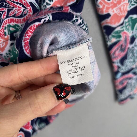 Fantastic Fawn Jacket Womens Small Navy Paisley Elephant AOP Active Boho Track - Picture 5 of 11